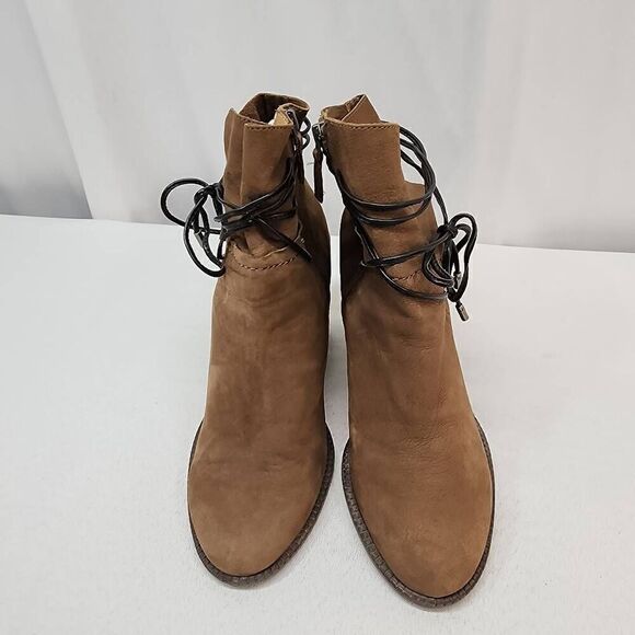 Franco Sarto Women's Size 7.5M Edaline Brown Leather Wrap Around Ankle Booties B - Picture 3 of 13